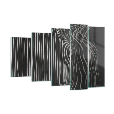 Produktbild von Bilder auf glas - 5 Teile - Abstraktion Streifen Schwarz und Weiß - 150x100cm - Glasbilder - Wandbilder - Bilder - Wanddekoration aus Glas - Glas Bilder - Wandbild auf Glas - GEG150x100-4152