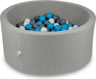 Obrázek produktu pro Kuličkový bazén 90x40cm světle šedý - s 300 koulemi / tyrkysová, bílá, šedá