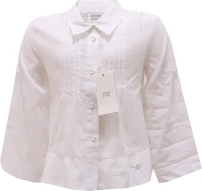 Produktbild von 0796T  camicia bimba ARMANI JUNIOR cotone bianco manica lunga shirt kid