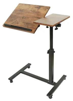 Immagine prodotto di Scrivania regolabile in altezza con rotelle, dimensioni 60 x 34,5 x 58-90 cm, colore nero