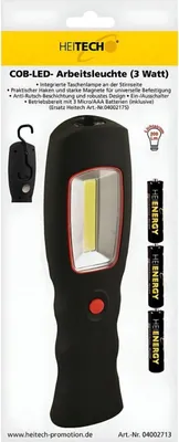 Obrázok produktu pre COB LED pracovné svetlo 3 W ručná lampa Dielenská lampa Baterka čierna
