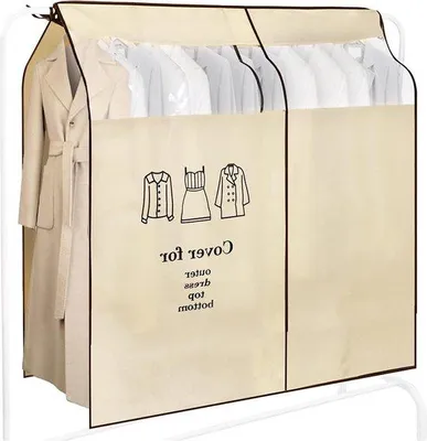 Obrázok produktu pre Priehľadný ochranný obal z textílie 120 x 150 cm – priedušný textilný obal s priehľadným okienkom – ochranný obal na vešiaky a šatníkové skrine