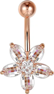 Produktbild von Karisma Edelstahl Bauchnabelpiercing Blume Banana Zirkonia - HB138.Roségold