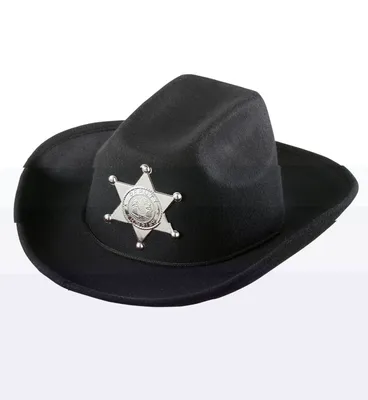Produktbild von WIDMANN Cowboy Hut aus gebürstetem Filz mit Sheriffstern schwarz Kindergröße