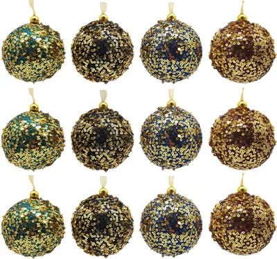 Produktbild von 12 Weihnachtskugeln Kunststoff Christbaumkugeln Set Christbaumschmuck K567