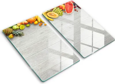 Produktbild von Abdeckung Glas - Küchenabdeckung - 2x30x52 cm - Abdeckplatte -Früchte auf Brettern