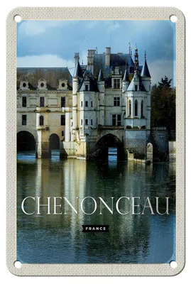 Produktbild von Blechschild Reise 12x18cm Retro Chenonceau France Schloss Dekoration