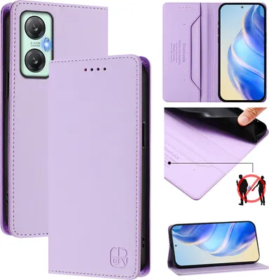 Produktbild von Lederhülle für Infinix Hot 20 5G Hülle Flip Brieftasche Kartenfächern Ständer Schutzhülle Violett