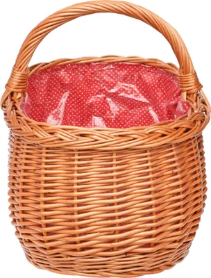 Produktbild von YULKA Einkaufskorb "BAGI KLEIN" mit roten Einlage Weidenkorb Korn