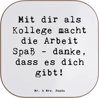 Produktbild von Mr. & Mrs. Panda Untersetzer Tasse Spruch Kollege Freude - Weiß - Geschenk, Holzuntersetzer, Tassenuntersetzer, danke, gläseruntersetzer, Glas, Arbeit, Aufmerksamkeit