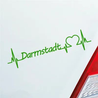 Produktbild von Auto Aufkleber Darmstadt Herz Herzschlag 19x5 cm Hellgrün Sticker Heckscheibenaufkleber