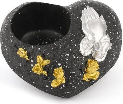 Produktbild von Novaliv Grabschmuck I Grabengel Grabdeko Grabherz grabdekoration Engel für Friedhof grablaterne Engel (Herz Beten schwarz, 1x Stück)