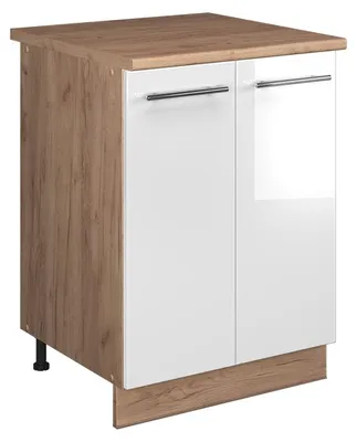 Obrázok produktu pre Spodná skrinka pod drez Vicco Fame-Line Biely vysoký lesk/Dub Goldkraft 60 cm, Model 65247
