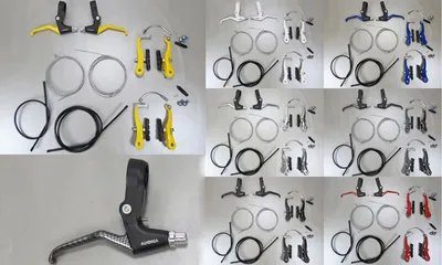 Produktbild von V-Bremsen Set Aluminium Bremshebel und V-Brake Zugbremse und Bremszüge Silber