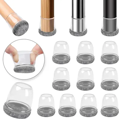 Productafbeelding van Stoelpootbeschermers 16 stuks, diameter 13-20 mm, silicone met vilt, voor vloeren