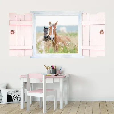 Produktbild von 023 Wandtattoo Pferde im Fenster - 1000 x 500 mm