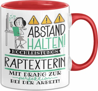 Produktbild von Raptexterin Tasse Geschenk Lustig Abstand Halten Hochleistungs-Raptexterin Mit Drang Zur Perfektion Bei Der Arbeit (Rot)