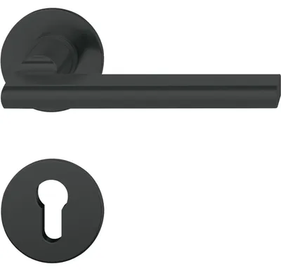 Produktbild von FSB Türbeschlag 1035 | Türgriff auf Flachrosette PZ, 38-42 | Aluminium schwarz