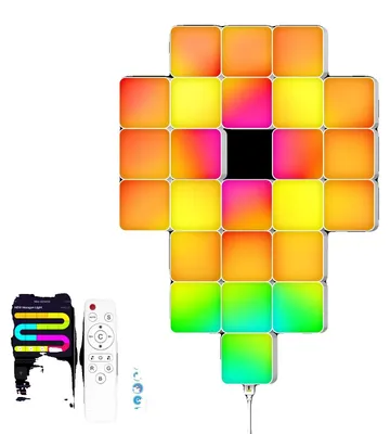 Obrázok produktu pre Panelové osvetlenie, synchronizácia s hudbou, inteligentné ovládanie, štvorcová lampa, 24 kusov