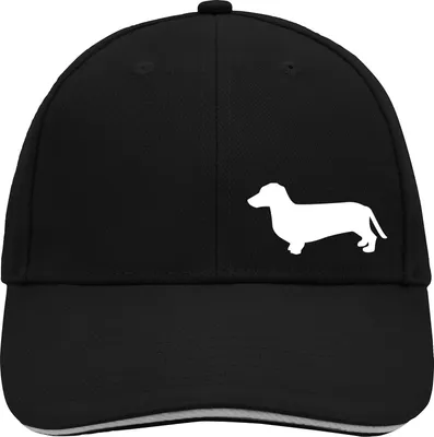 Produktbild von Huuraa Cappy Mütze Dackel Silhouette Black/Light Grey Baumwolle 6-Panel Kappe Geschenkidee