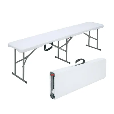 Produktbild von Floordirekt Gartenbank Chiba klappbare Sitzbank wetterfest 183 cm in Weiß für Garten, Balkon & Events