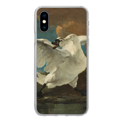 Produktbild von MuchoWow® Handyhülle Schutzhülle Hülle für iPhone X Der bedrohte Schwan - Gemälde von Jan Asselijn Silikon Softcase Handy Hülle - Handyhülle