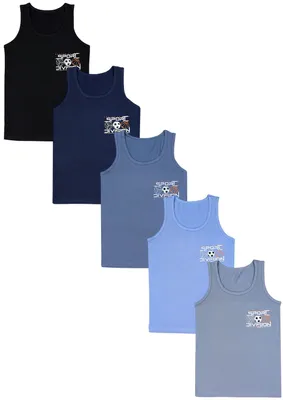 Produktbild von TupTam Kinder Jungen Unterhemd Ärmellos Tanktop 5er Pack , Farbe: Sport Schwarz Grau Blau, Größe: 152-158