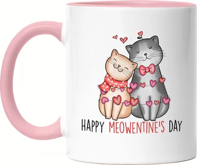 Produktbild von Happy Meowentine's Day Tasse Rosa Valentinstag Katzenbesitzer Cat Fans Geschenkidee Liebe Couple