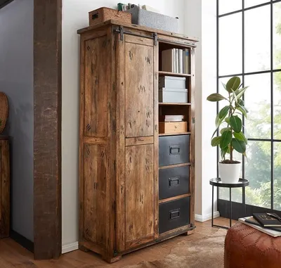 Produktbild von Highboard 100x175cm 'Railroad' Mango Holz & Eisen