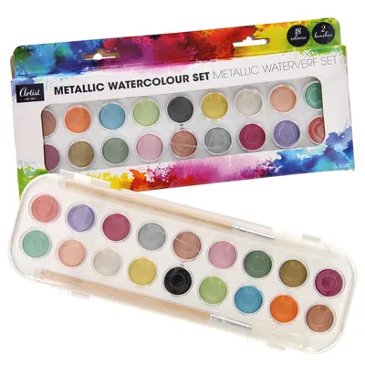 Image de Set d'aquarelles métalliques, 18 couleurs