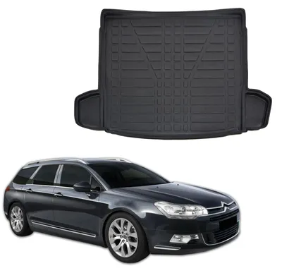 Image de Tapis De Coffre Sur Mesure Pour Citroen C5 2008-2018, Noir, Antidérapant, Bord Haut, Toutes Saisons