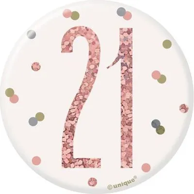 Produktbild von Roségoldener Anstecker '21' mit Aufsteller, ca. 7 cm