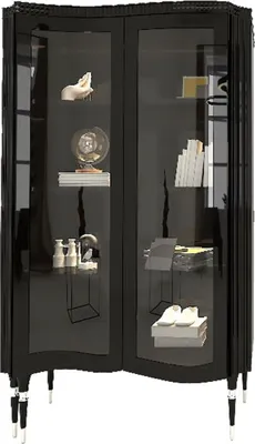 Luxus Art Deco Vitrine Vitrinenschrank Schwarz Silber Antik Stil Vitrine Luxury Art Deco Display Cabinet Black Silver Antique Style Display Cabinet