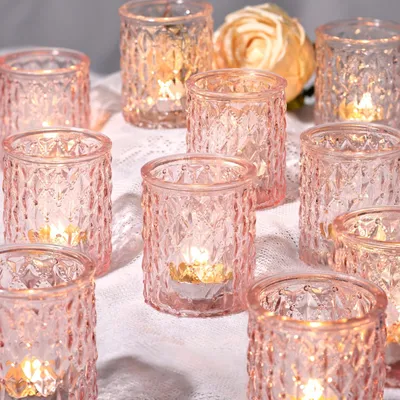 Produktbild von 12 Stück Rosa Teelichthalter aus Glas