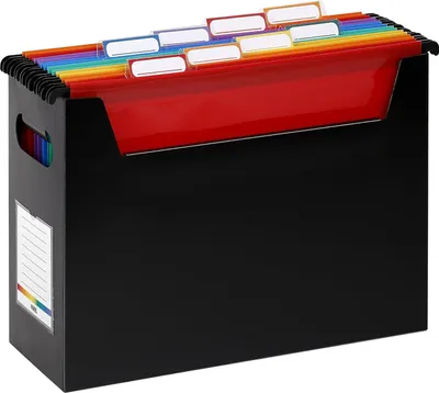 Immagine prodotto di Cartella sospesa nera con 8 cartelle colorate - ideale per l'archiviazione - polipropilene
