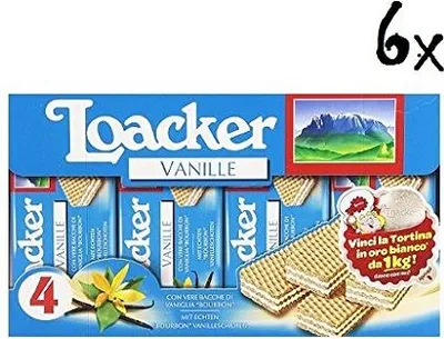 Produktbild von 24x Loacker Classic Würfel reigel vanilla Waffeln kekse cookies kuchen 45g