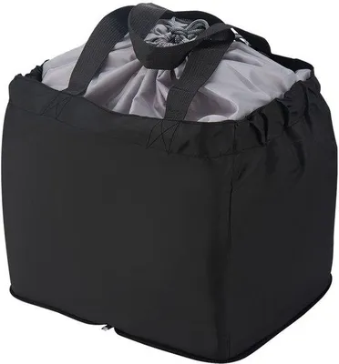 Image de Sac de courses pliable en nylon, imperméable, de la marque Unyqoos® – Volume total de 43 litres (25 litres de base + 18 litres supplémentaires), compartiment intérieur de 37 x 26 x 20 cm, dimensions compactes : 23 x 16 x 2,2 cm, cordon de serrage de 76 cm