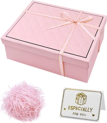 Obrázok produktu pre Darčeková krabička s viečkom 25x9x18cm, kartónový obal s stuhou, na svadbu, narodeniny, ružová