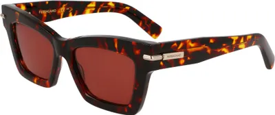 Productafbeelding van Ferragamo SF2031S zonnebril, donker schildpadmotief, maat 52/17/145, voor dames