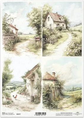 Immagine prodotto di ITD carta di riso decoupage tecnica artigianale tovagliolo di carta-R2577 case di campagna