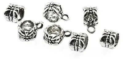 Produktbild von Vintageparts 10 Collierschlaufen mit Öse, antik silber, 7,5 mm
