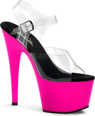 Produktbild von PLEASER ADORE-708UV Neon Plateau-Sandalette mit klarem Oberteil