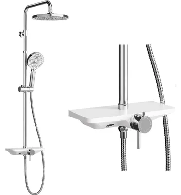 Zdjęcie produktu dla System prysznicowy, deszczownica, regulowana wysokość, chrom, średnica 25 cm