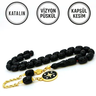 Produktbild von Tesbih Tespih Katalin Vizyon Püskül Schwarz - Siyah Rosary Prayerbeads Kapsül Subha Tasbih Misbaha Gebeteskette