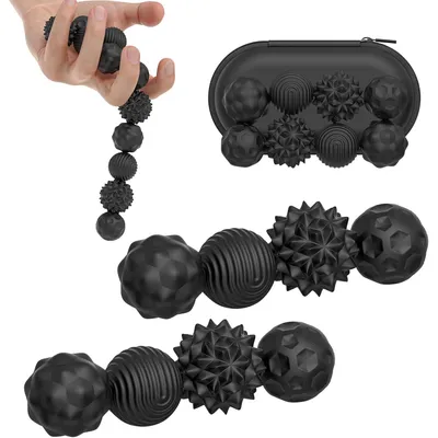 Produktbild von Magnet-Bälle Fidget Toy 8 Stk. Silikon-Sensorikspielzeug zur Stressbewältigung bei ADS/ADHS & Angstzuständen, leises Büroschildkröten-Toy (Schwarz)