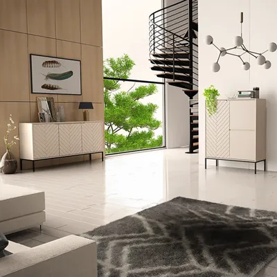 Produktbild von Wohnzimmer Set 2-teilig modern in kaschmir mit gefrästen Fronten ANGERA-140