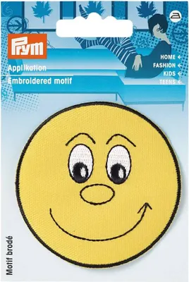 Obrázok produktu pre Nášivka smejúca sa tvár, nažehľovacia, žltá
