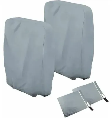 Produktbild von Set mit 2 Klappstuhlüberzügen - Für Gartenstühle - Winddicht - UV-beständig - Wasserdicht (grau)