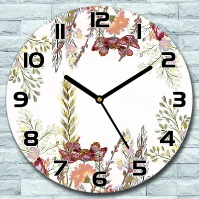 Produktbild von Wanduhr aus Glas Rund fi 30 Feldblumen Kunst Quarz Deko Schlafzimmer Büro
