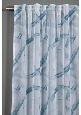 Voile-Vorhang mit Druck, blau, 140x245 cm, lichtdurchlässig